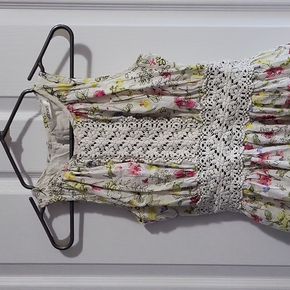 Floral print cotton lace trim ruched dress - Picture 3 of 12